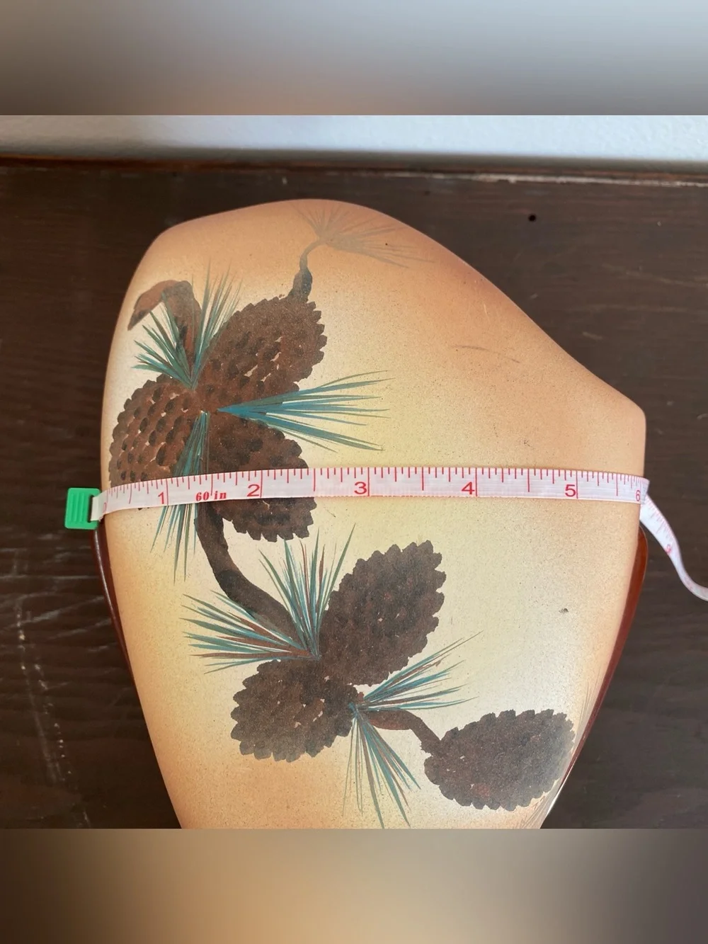 Vintage Pinecone Ceramic Rustic Lodge Cabin Decor Matte Painted Vase Planter 8x6